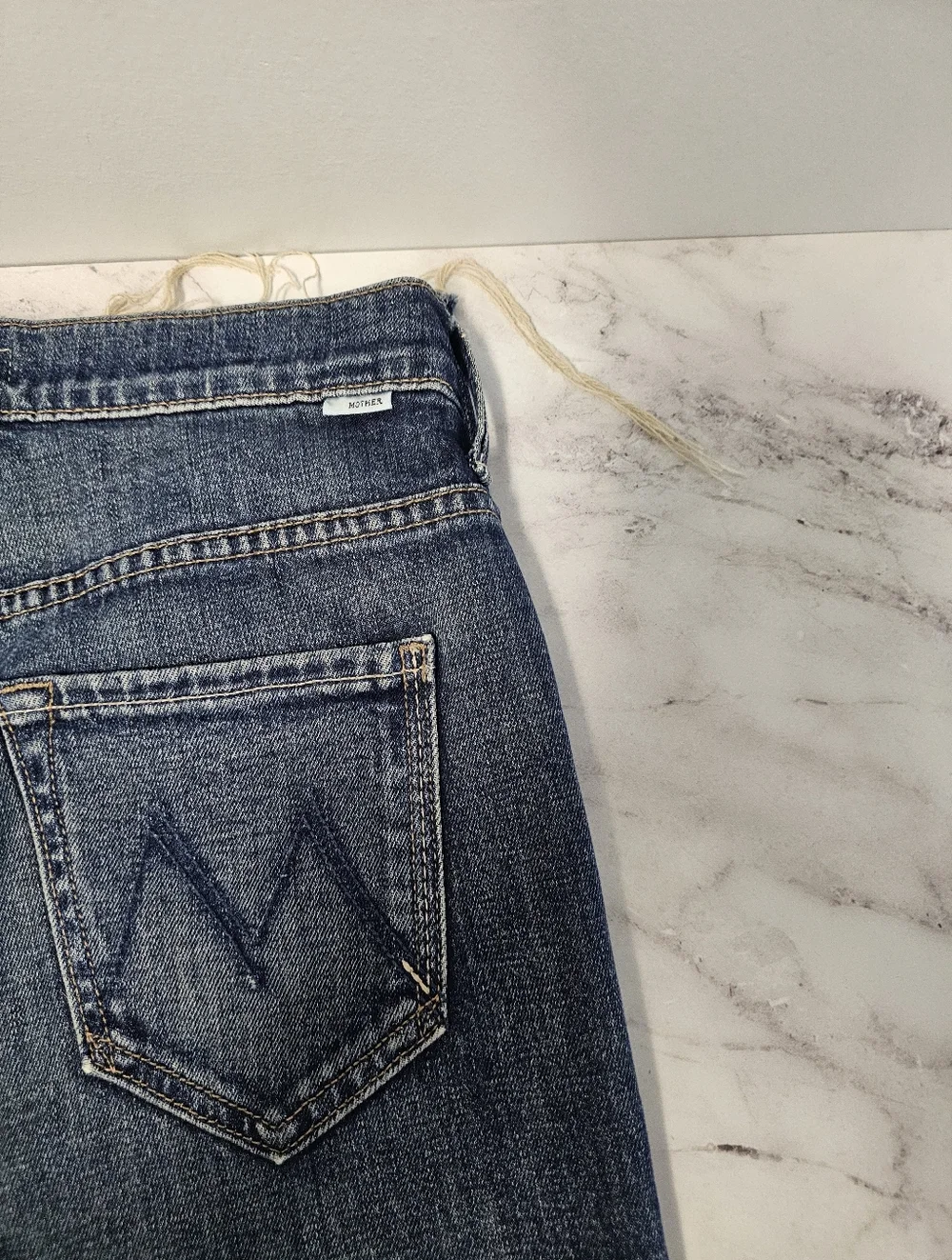 MOTHER The Stunner Fray High Rise  Roasting Nuts Blue Skinny Jeans 25 Preowned - Picture 7 of 11